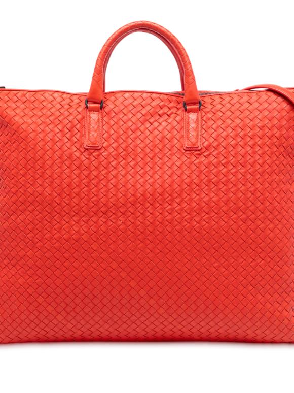 Bottega Veneta Red Maxi Intrecciato Nappa Convertible Satchel