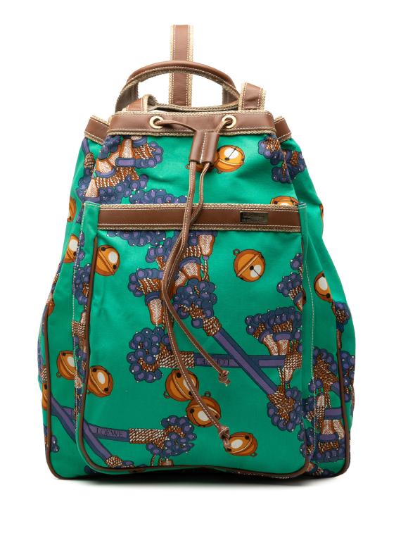 Loewe Green Coleccion Jerez Printed Canvas Travel Backpack