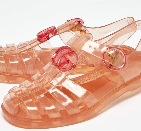Gucci Orange Plastic Sandals