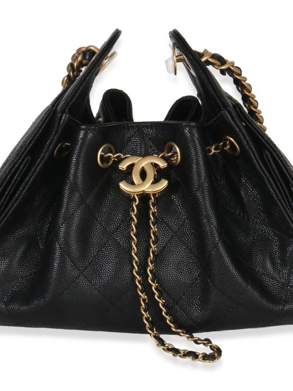 Chanel Black Quilted Caviar Mini Chanel 25 Hobo 26P