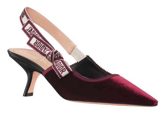 Dior Burgundy Velvet Sling Back Sandals