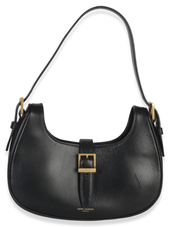 Saint Laurent Smooth Black Calfskin Le Fermoir Hobo