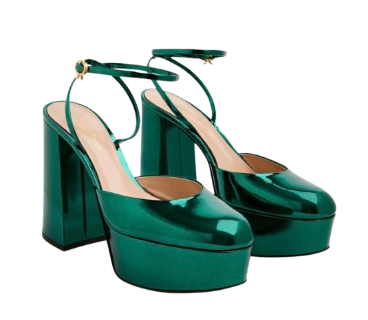 Gianvito Rossi Metallic Green Platform Sandals