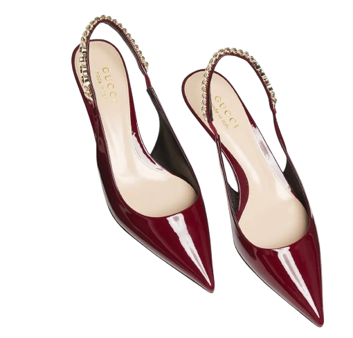 Gucci Burgundy Patent Slingback Sandals