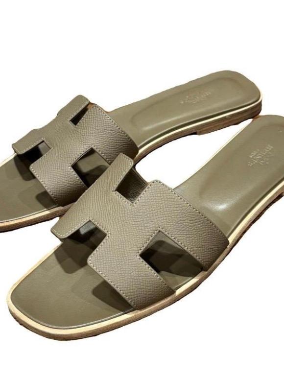 Hermes Etoupe Epsom Oran Sandals