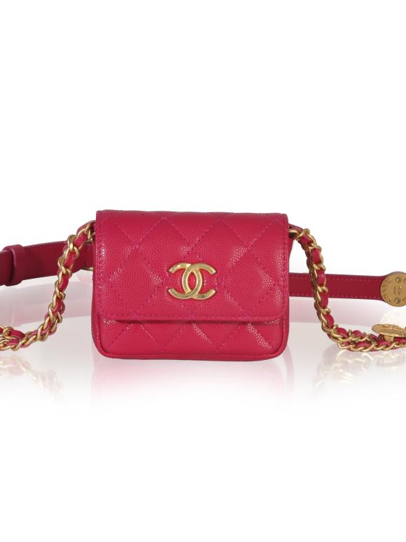 Chanel  Quilted Caviar Twist Your Buttons Belt Bag