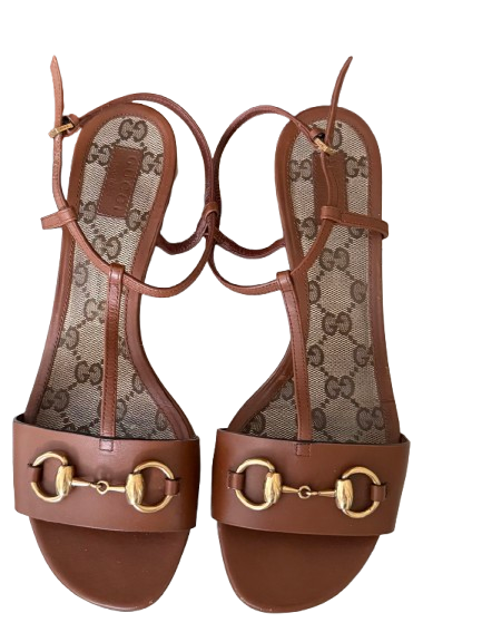 Gucci Tan Leather Horsebit Sandals