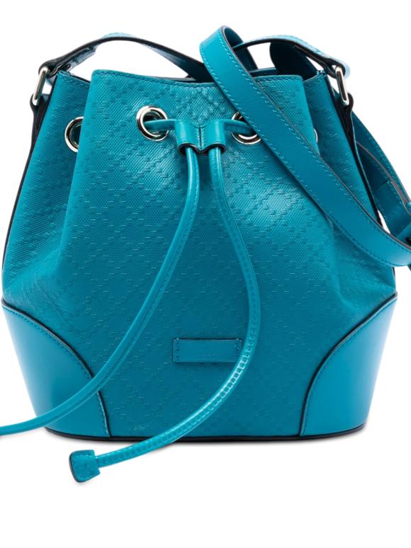 Gucci Blue Diamante Leather Bright Bucket Bag
