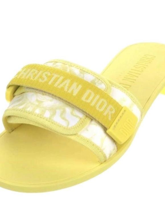 Dior Yellow Flat Beach Sandals
