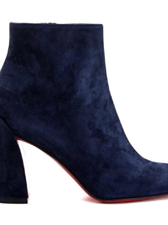 Louboutin Blue Suede Ankle Boots