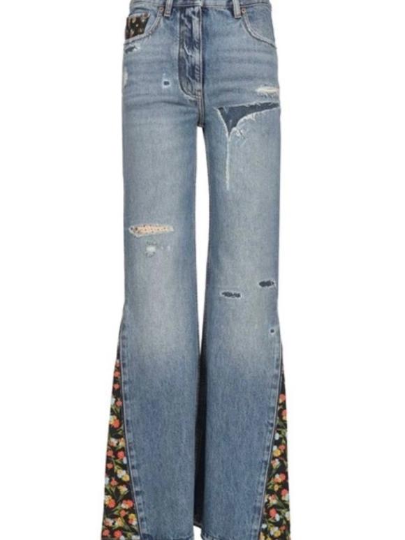 Valentino Embroidered Flared Jeans