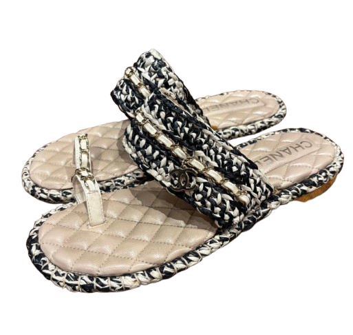 Chanel Tweed Thong Sandals