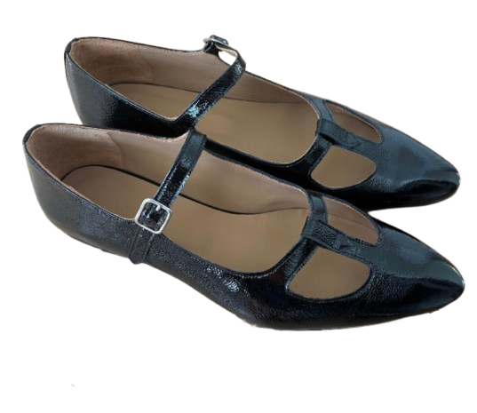 APC Black Patent Leather Mary Jane Flats