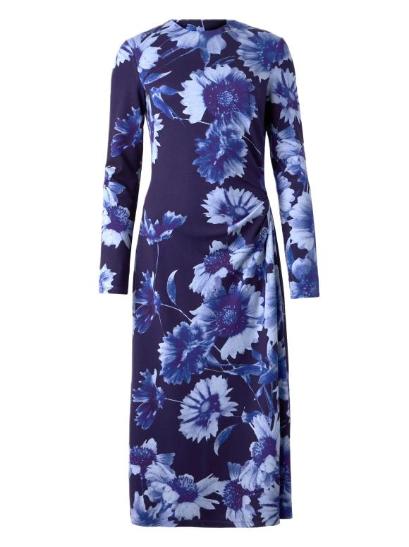 Erdem Printed Blue Jersey Midi Dress