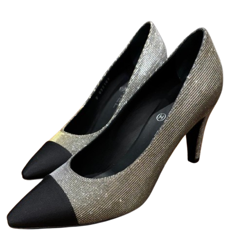 Chanel Silver Glitter Pumps