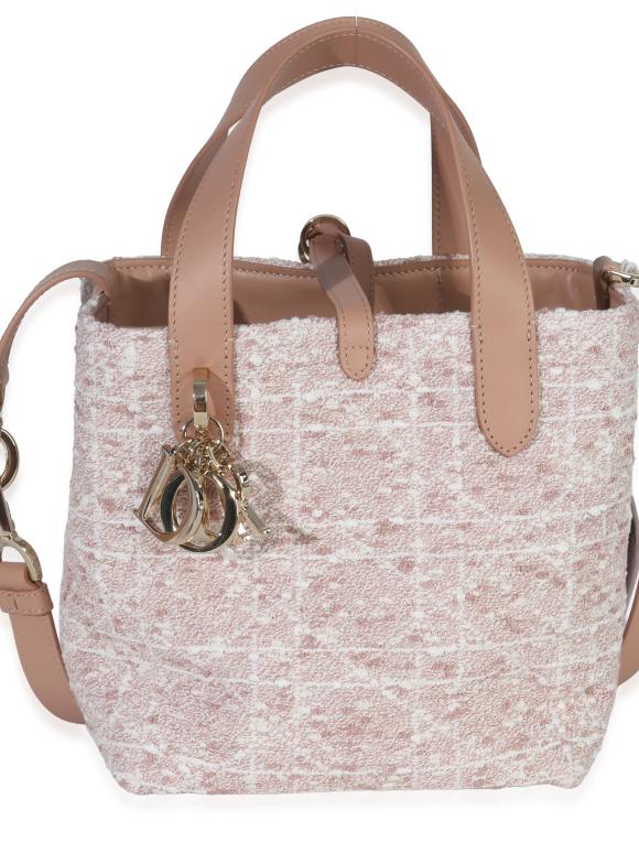 Christian Dior Pink Rose Des Vents Tweed Small Toujours Vertical Tote