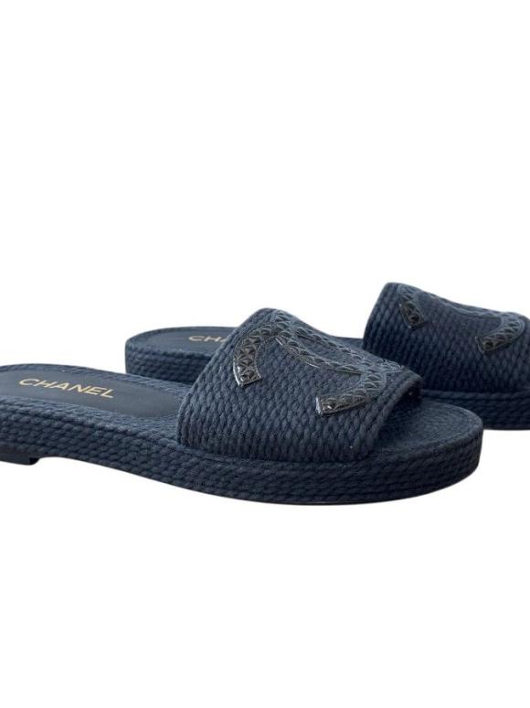 Chanel Black CC Slides