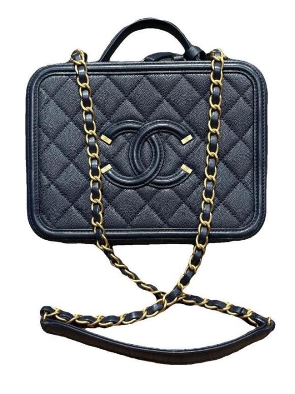 Chanel Blue Quilted Vanity Bag