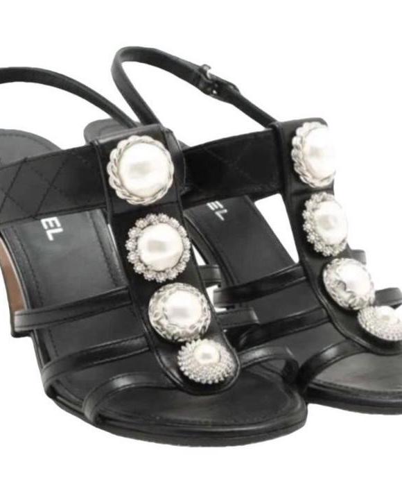 Chanel Faux Pearl Embellished Sandals