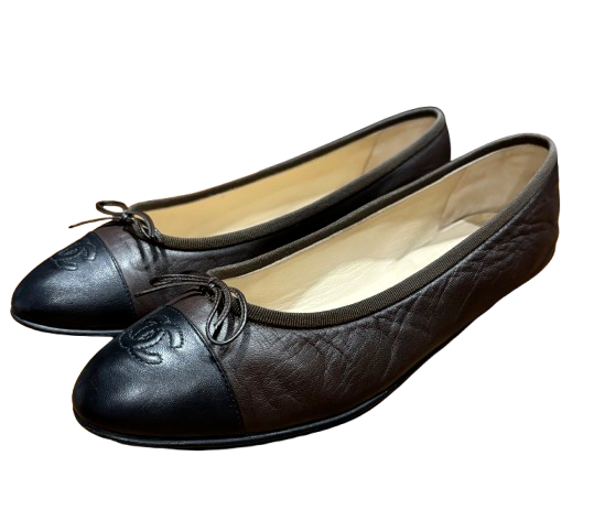 Chanel Black Leather Ballet Flats