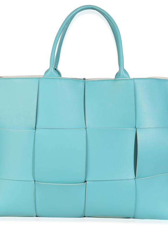 Bottega Veneta Blue Linoleum Nappa Maxi Intrecciato Large Arco Tote