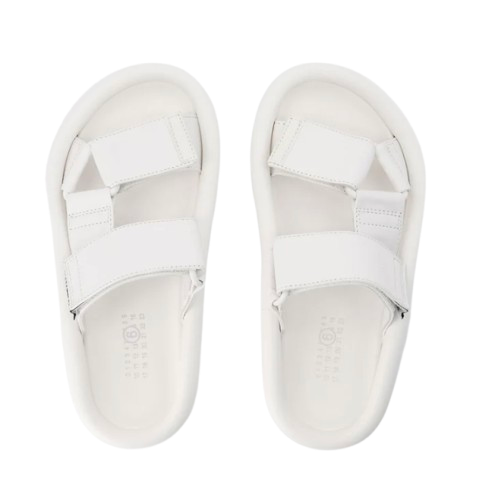 MM6 White Leather Sandals