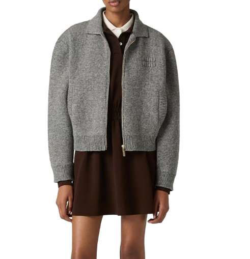 Miu Miu Grey Cashmere Blend Cardigan