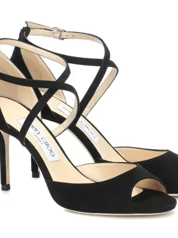 Jimmy Choo Black Suede Emsy 85 Sandals