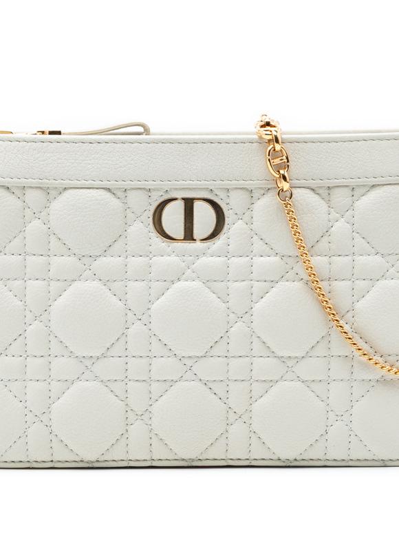 Dior White Supple Cannage Calfskin Caro Every Dior Pouch