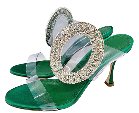 Manolo Blahnik Jimmy Choo Oversized Crystal Buckle Sandals