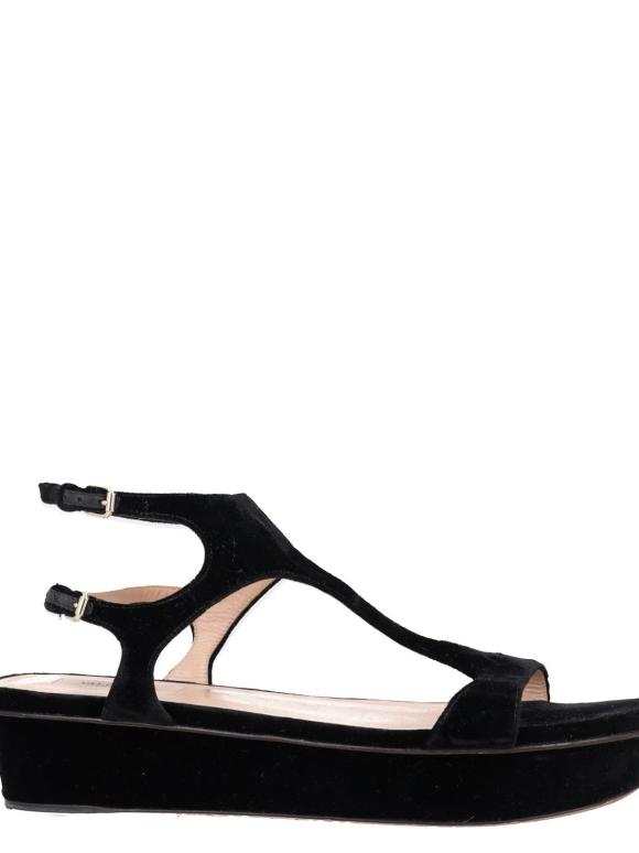 Valentino Black Velvet Platform Sandals