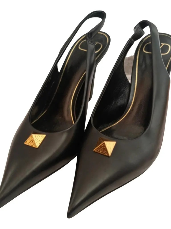 Valentino Black Slingback Heeled Sandals
