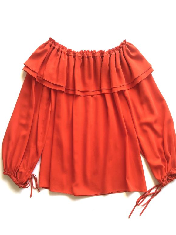Michael Kors Red Off The Shoulder Crepe Top