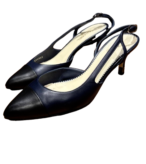 Chanel Bicolour Leather Slingback Sandals