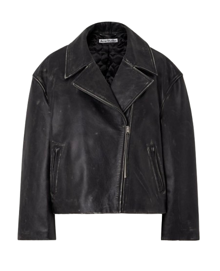 Acne Studios Distressed Black Leather Jacket