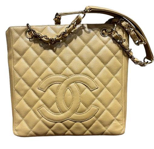 Chanel Beige Quilted Leather Bag