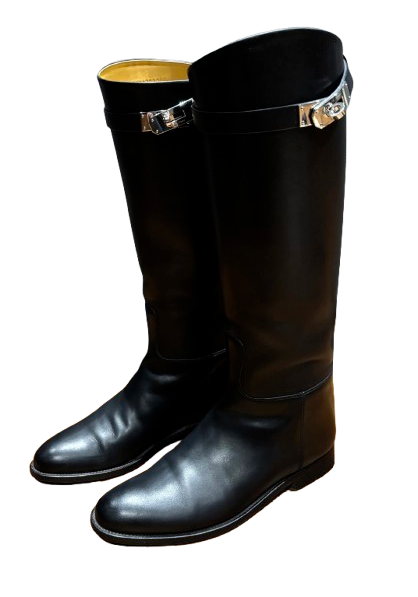 Hermes Black Leather Riding Boots