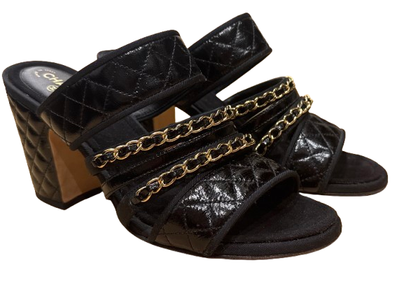 Chanel Chain Embellished Strap Sandals