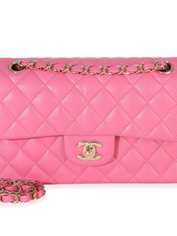 Chanel  Pink Quilted Caviar Small Classic Double Flap Handbag