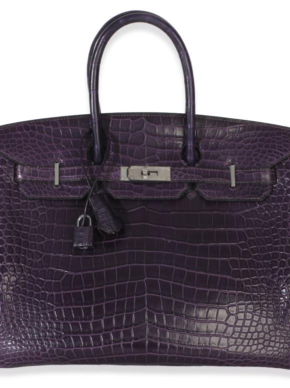 Hermes Hermès  Matte Niloticus Amethyst Crocodile Birkin 35 PHW