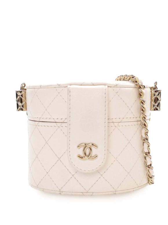Chanel White Mini Quilted Lambskin CC Allure Vanity Case