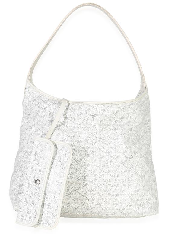 Goyard White Goyardine Canvas Boheme Hobo