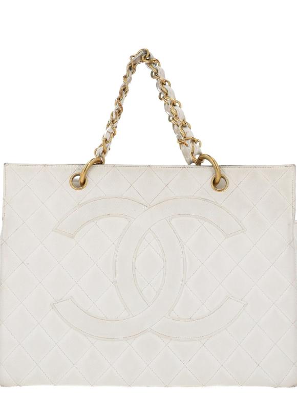 Chanel White Caviar Grand Shopping Tote