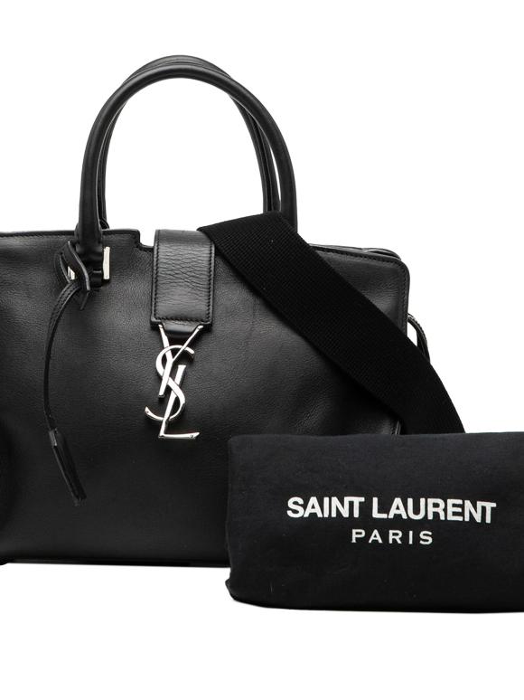 Saint Laurent Black Baby Leather Monogram Downtown Cabas Satchel