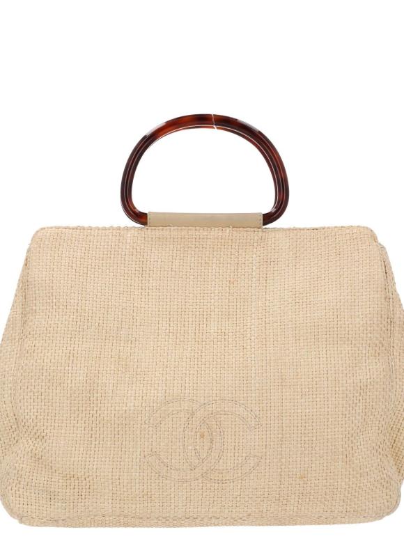 Chanel Raffia CC Top Handle Bag