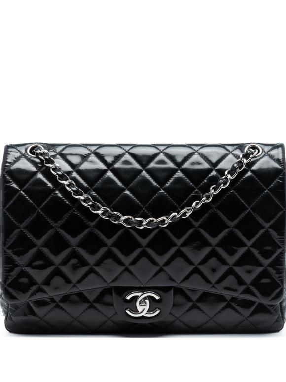 Chanel Black Jumbo Classic Patent Double Flap