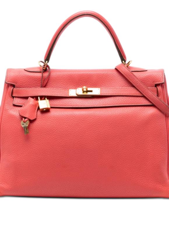 Hermes Rose Jaipur Togo Kelly II Retourne 35
