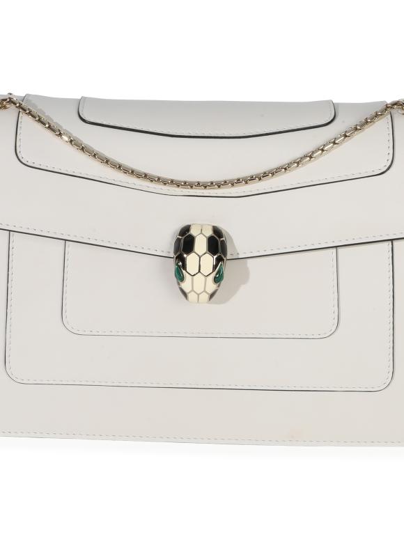 Bvlgari White Smooth Calfskin Serpenti Forever Shoulder Bag