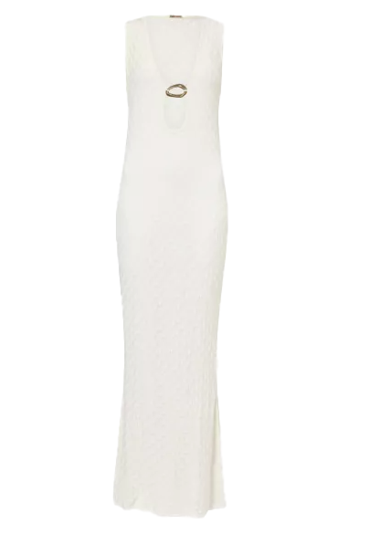 Away That Day Dominica Plunge Crochet Knit Maxi Dress