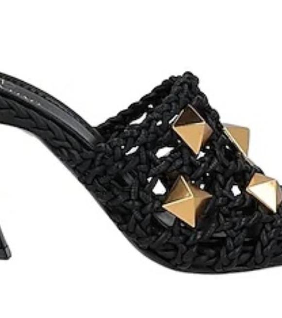 Valentino Black Roman Stud Mules